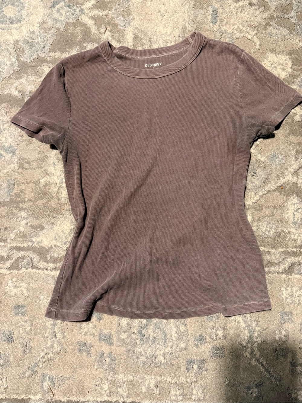 Old Navy Women's Short Sleeve Crewneck Tee in Washed Brown/Purple